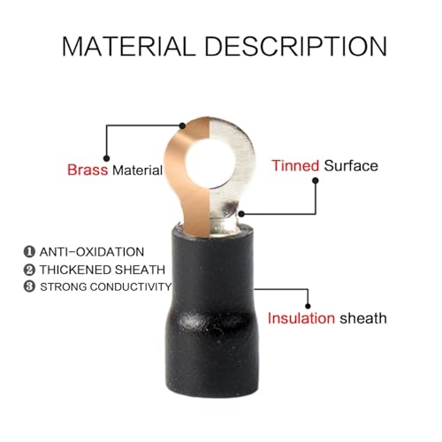 Terminales de engarce RV1.25-5 para cables aislados impermeables AWG 22-16 4