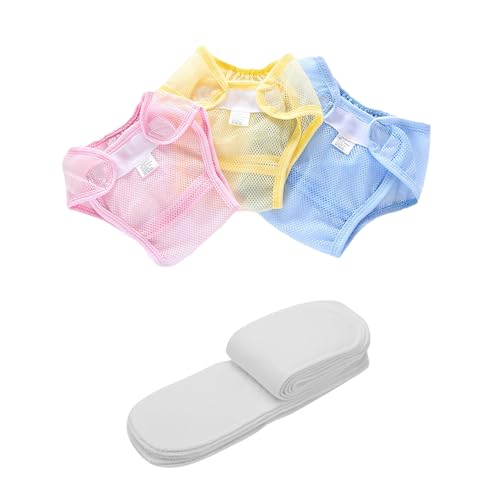 3 pcs Baby Panties+10pcs Reusable Baby Toddler Diaper Nappy Liners Insert,Cotton Microfiber.Double Water Absorb.