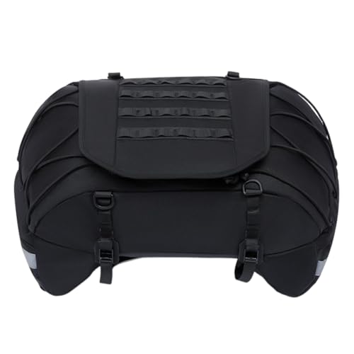 Runkoyea Bolsas para Motocicleta Asiento Trasero - Alforja Trasera Impermeable para Motocicletas De Carretera - Reflectante Ajustable Baúl Trasero Ciclismo Touring Ruta Commuting