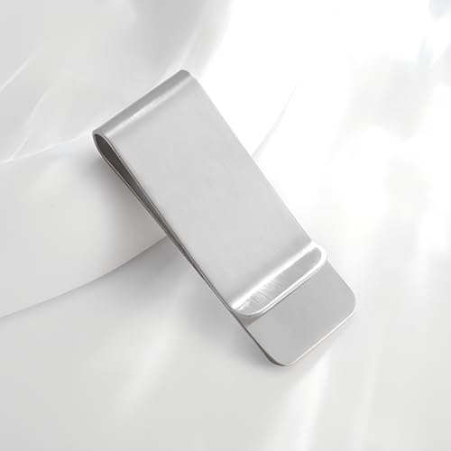 Small Men's Slim Money Clip, Stainless Steel Credit Business Card Holder, Pocket Cash Wallet, 2-Inch (2, Silver and Golden)3