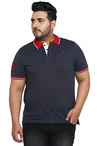 AMERICAN CREW Men's Polo Collar Navy Melange T-Shirt - XXL (AC3019-XXL)