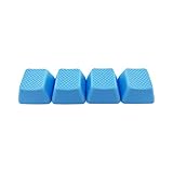 Big Chic Blank TPR Rubber Gaming Keycaps 4 Keys Set 1u for Cherry MX Mechanical Keyboards Compatible OEM (R3, Neon Blue)
