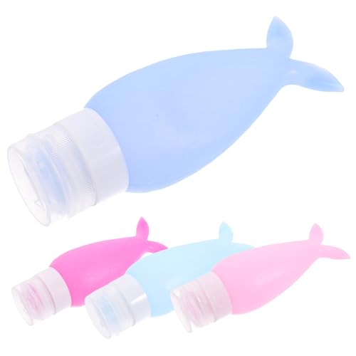 BAZEITFLOW 4個 シリコーン詰め替えボトル カートゥーンデザイン 携帯用シャンプー容器 化粧水やローション対応 旅行用液体保管ケース