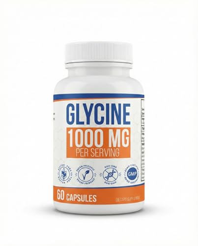 Glycine 1000 mg Pure Amino Acid Supplement | 1 a day Vegan Capsules | Non-GMO, Gluten-Free, No Fillers, 60 Capsules