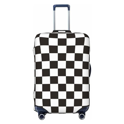 Black And White Checkerboard Luggage Cover Protector Anti-Scratch Washable Fits 18-32 Inch Luggage-Small