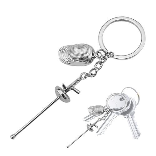 Fencing Keychain - Keyring With Fencing | Keychain With Sabre, metal Key Ring com Fencing Pendant, Sports Lovers Souvenir, Students Collections For Working, Camping, Escola, Traveling, multicolorido