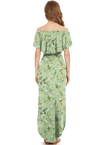 Image of LILBETTER Womens Off The Shoulder Ruffle Party Dresses Side Split Beach Maxi Dress