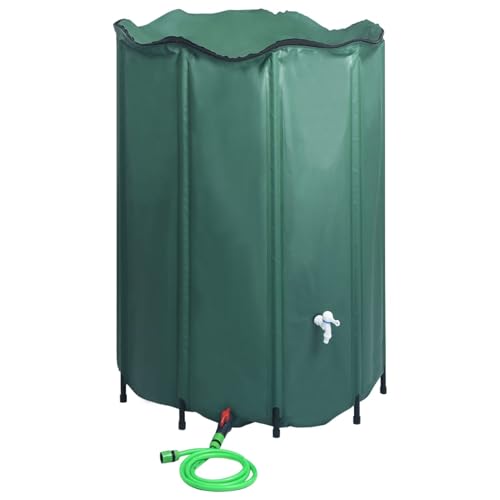 Vopese Barril de agua de lluvia de 1350 l, color verde oscuro, PVC, para riego de jardín, plegable, modelo 48609