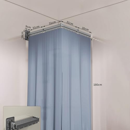 Ensemble de tringle à rideau de douche pliable en aluminium robuste et durable - 6