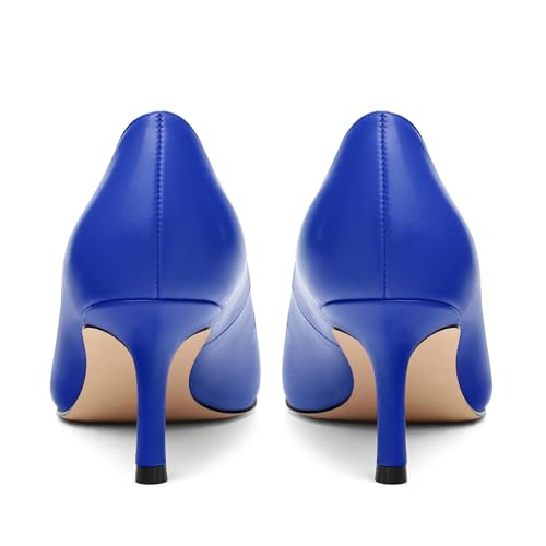 Image of Women Pointed Closed Toe 2.5 Inch Kitten Heel Slip On Pumps | Elegant Comfort Formal Dress Footwear, Versatile Ladies Shoes For Office Wedding Party Evening Daily Occasions
