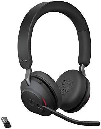 Jabra Evolve2 65 MS Stereo Wireless Bluetooth Headset with Link380/390a USB-A Adapter, 3-Mic Call Technology, 37 Hours Battery, Busylight, Microsoft Teams Certified – Black