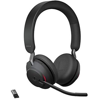 Jabra Evolve2 65 Wireless PC Headset – Noise Cancelling Microsoft Teams Certified Stereo Headphones With Long-Lasting Battery – USB-A Bluetooth Adapter – Black