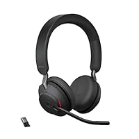 Jabra Evolve2 65 Wireless PC Headset â€“ Noise Cancelling Microsoft Teams Certified Stereo Headphones With Long-Lasting Battery â€“ USB-A Bluetooth Adapter â€“ Black