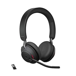 Jabra Evolve2 65 Wireless Headset – Noise Cancelling Microsoft Teams Zertifizierte Stereo Kopfhörer mit Langer Akkulaufzeit – USB-A Bluetooth Adapter – Schwarz