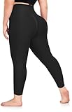 Plus Size Leggings for Women- XL-4XL High Waist Tummy Control Stretchy Workout Plus Yoga Pants(Black/3X-Large)