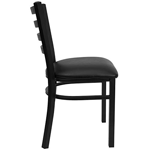 Flash Furniture Hercules Series Black Ladder Back Metal Restaurant Chair - Black Vinyl Seat #TOP6