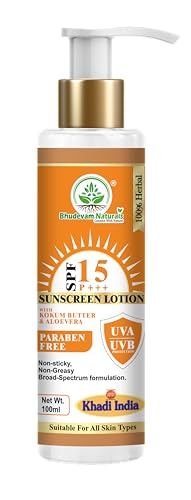 Image of Khadi SPF 15 Sunscreen Lotion with Kokum Butter & Aloevera | Daily Use Sun Protection Cream | Prevents Sun Damage & Dryness - 100ML