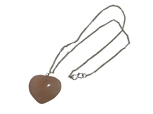 WholesaleGemShop Rose Quartz Heart Pendant with 20 inch Silver Plate Chain