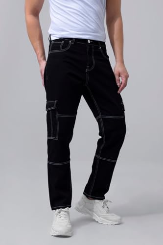 Image of SNITCH Men Mid Rise Heft Cargo Baggy Jeans