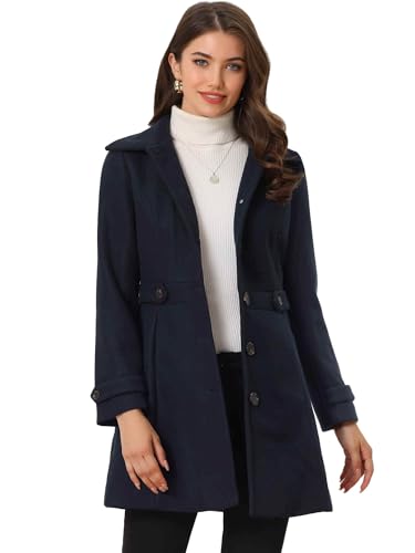 Image of Allegra K Women's Winter Classic Overcoat with Pockets Single Breasted Coat | Soft pea coat, Fully lined outerwear, Trendy, Fall office peacoat, Warm casual holiday everyday wear,