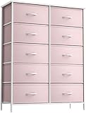 Sorbus Kids Dresser with 10 Drawers - Storage Unit Organizer Chest for Clothes - Bedroom, Kids Room, Nursery, & Closet (Pink, 34 x 12 x 47-10 Drawer)