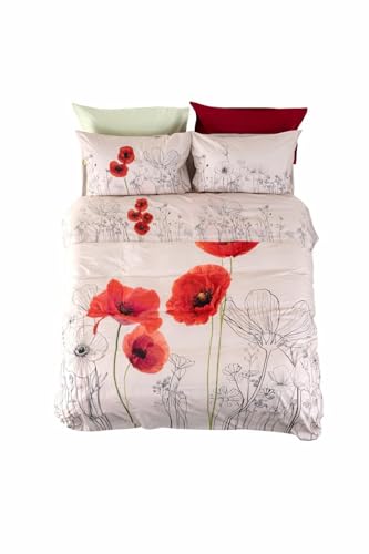 COGAL Juego de sábanas para cama de matrimonio con volante de algodón puro, fabricado en Italia, art. 192 – Fantasía, 2 plazas