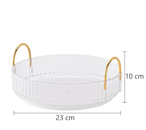 Image of INOVERA (LABEL) 360 Rotation Makeup Organizer for Women, Girls & Bride - Dressing Table Cosmetic Storage Case - Bathroom Vanity Skincare Holder Organiser (1 Tier, Transparent)