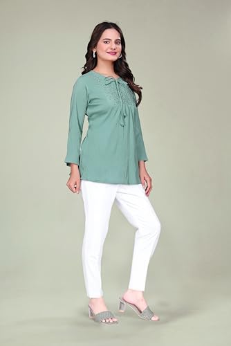 Image of Women's Tunics - Stylish & Comfortable Kurti for Women | Elegant 3 /4 Sleeve Designer Tunic Tops for Women | Indian Ethnic Short Kurti for Casual, Festive