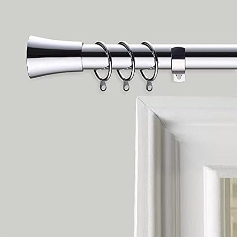 Yorkshire Bedding Curtain Poles Metal Extendable Conus Curtain Rod, 60mm Size Finials, Rings, Brackets, Curtain Poles & Tracks (120 - 210 Cm, 48 Inches to 83 Inches, Chrome) Cover