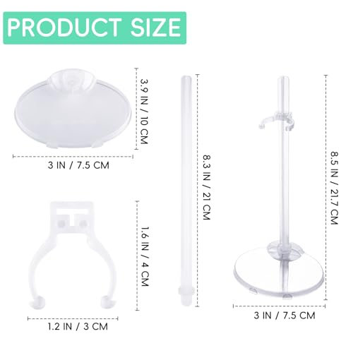 Image of XJMWXHFC 10pc Adjustable Doll Display Holders, Clear Plastic Action Figure Stands, Transparent Support for 11-13 Inch Tall Dolls