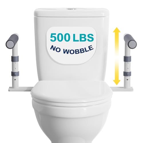 HolyHeal Toilet Safety Rails for Seniors Height Adjustable Toilet Safety Frame Grab Bars 500lb Toilet Support Rails Easy Installation & No Wobble Toilet Assistance Handles for Elderly and Disabled