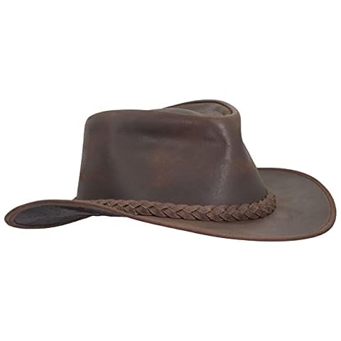 Walker and Hawkes Weathered - Sombrero de Vaquero de Estilo clásico - Cuero Vacuno - Marrón Cover