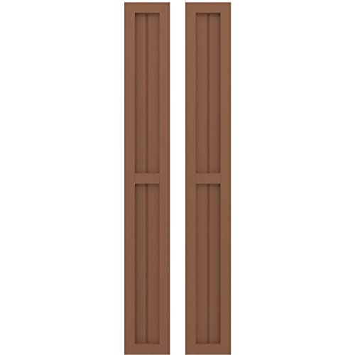 Ekena Millwork ARW101BF207X59BTH Americraft Exterior Real Wood Two Equal Panel Framed Board-n-Batten Shutters (Per Pair), 7"W x 59"H, Burnt Toffee