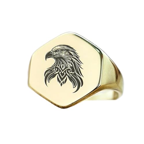 Bague aigle hexagonale en argent sterling 925 plaqué or pour style vintage masculin LK_PDR_01163
