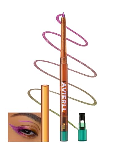 Metallic Multichrome Eyeliner Pencil, Pink Glitter Eyeliner Gel E...