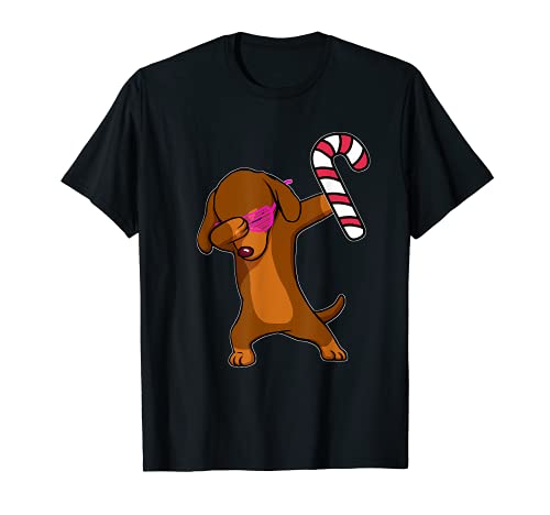 Dabbing de Navidad Dachshund cachorro perro caramelo cane danza regalo Camiseta