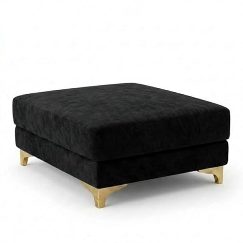 Image of Juliet 4 Seater L Shape Sofa Set with Movable Ottomans | Flexible Layout | Rich Velvet Suede Fabric | Silver Legs | Dual Tone Modern Sofa for Living Room (Black-Cream)