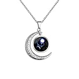 lejahao collana segno zodiacale libra uomo ragazzo acciaio inox al titanio galassia costellazioni luna oroscopo goth collane pendente personalizzate necklace gioielli per ragazza migliori amiche