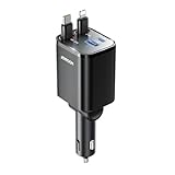 【巻き取り式】JOYROOM 巻き取り式充電ケーブル 車 シガーソケット 車載充電器 84W【4台同時充電可能・超コンパクト設計】 カーチャージャー 急速充電 Type-C 12V/24V対応 iPhone/Android/MacBook Air/iPad対応