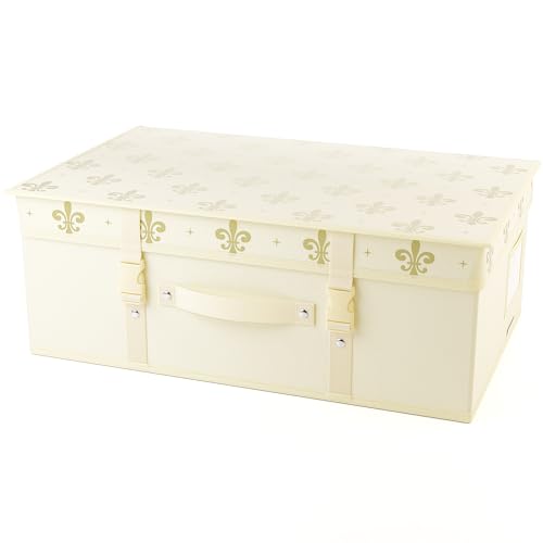 HANGERWORLD Wedding Dress Storage Box with Acid Free Tissue - Medium, Ivory Gold Fleur de Lis Pattern by HANGERWORLD - Used condition - US$35.96