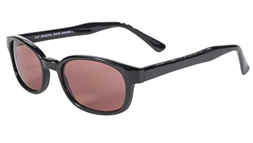 Pacific Coast Original KD’s Biker-Sonnenbrille (schwarzer Rahmen/rosafarbene Gläser)