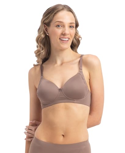 Image of Jockey 1816 Women Wirefree Padded Soft Touch Microfiber Elastane Stretch Full Coverage T-Shirt Bra with Lace Styling