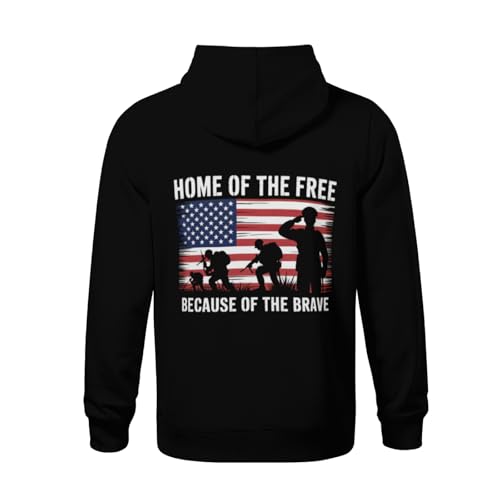 Kid 4th Of July Home Of The Free Because Of The Brave Soldiers Boys Girls Lightweight Kangaroo Pocket Fleece Hoodies3