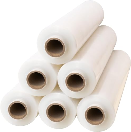 Pantera Pack Stretchfolie Transparent Strechfolienrolle Für Möbel Wickelfolie Handstretchfolie 150m 50cm Folie Verpackungsmaterial Verpackungsfolie auf Rolle Folien Für Umzug (Transparent, 6 Rollen)