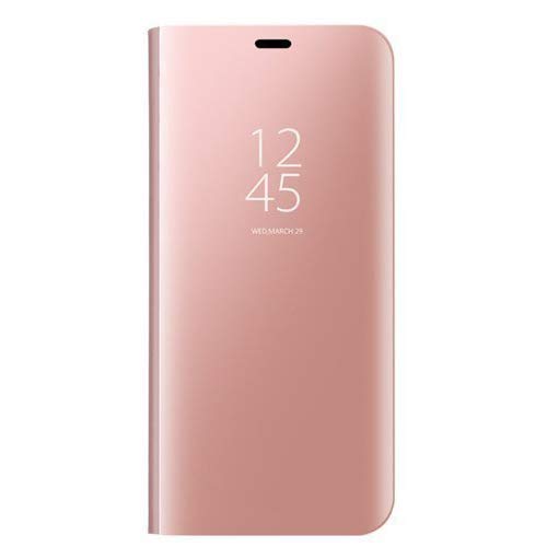 VGANA Mirror Plating Flip Standing Cover Case, Xiaomi Redmi Note 8T, Pink, Bright Clear