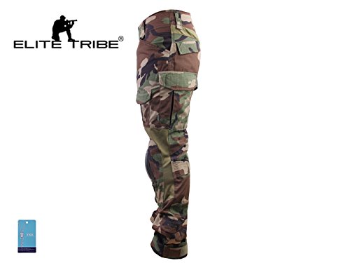 Elite Tribe Airsoft Hunting Tactical Pants Combat Gen3 Pants With Knee Pad (Woodland, L) #TOP4