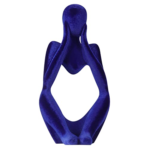 Fairybird Living Room Decor, Flocked Thinker Statue Home Decor, Abstract Sculpture Coffee Table Desk Decor Accents, Modern Figurines Decorations For Bedroom, Office And Bathroom (Blue-Focus) #TOP11