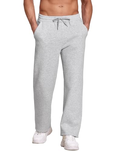 Deyeek Men's Fleece Lined Sweatpants Open Bottom Straight Leg Sweat Pants for Mens Loose Fit Joggers Sweatpants with Pockets3