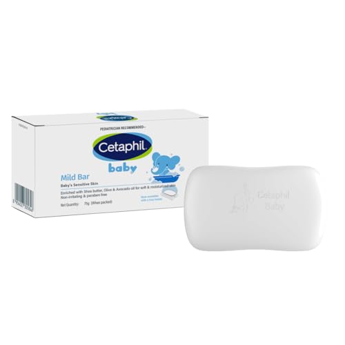 Cetaphil Baby Mild Cleansing Bar for Newborns & Babies 75 gm | With Shea Butter, Avocado Oil & Olive Oil | Gentle, Hypoallergenic, Pediatrician Recommended | Dry & Sensitive Skin