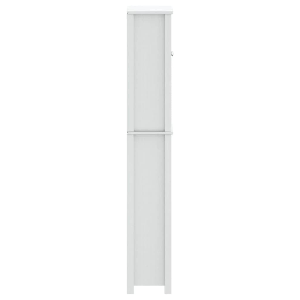 Mobile Sopra WC in Legno Massello di Pino Bianco 60x27x164,5 cm | Scaffale salvaspazio da bagno a 3 ripiani con 2 ante, ideale per organizzare articoli da toeletta in piccoli spazi.